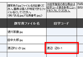 旧字コード記入例